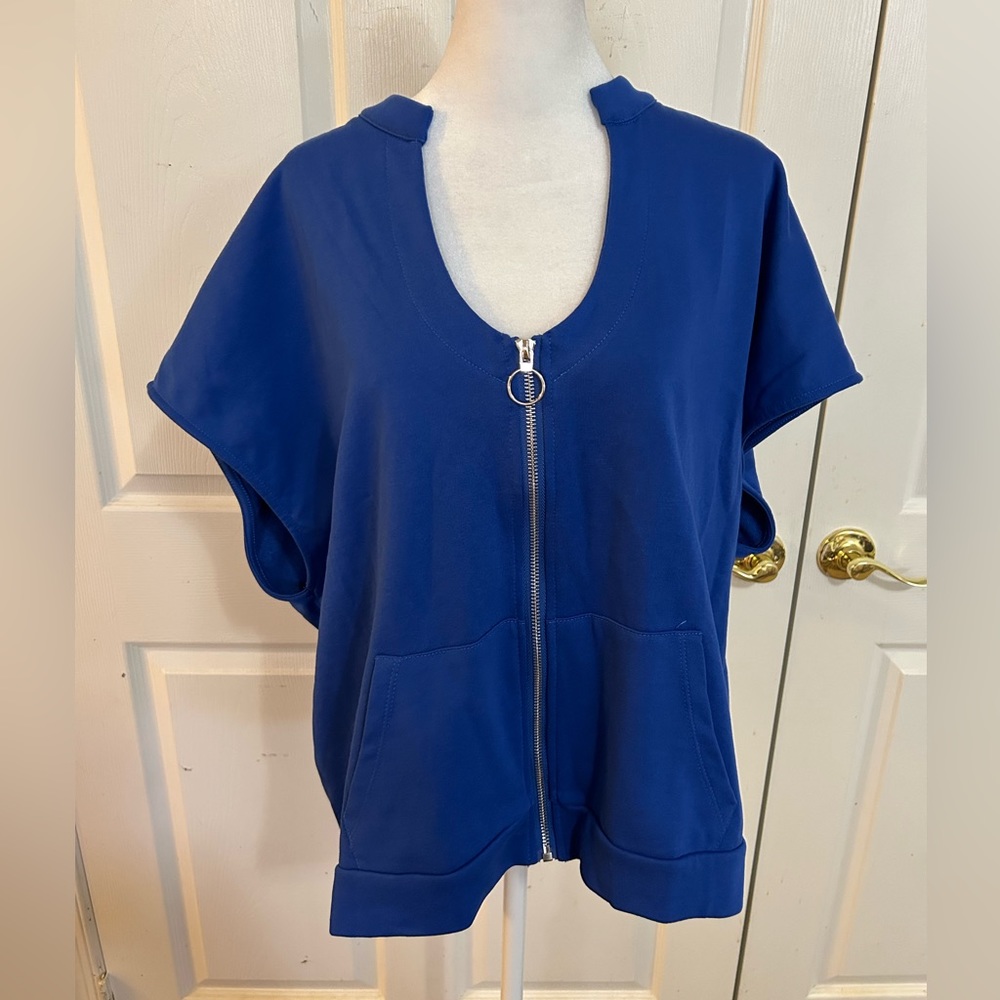 NWT Ashley Stewart blue zip sleeveless sweatshirt size 18/20